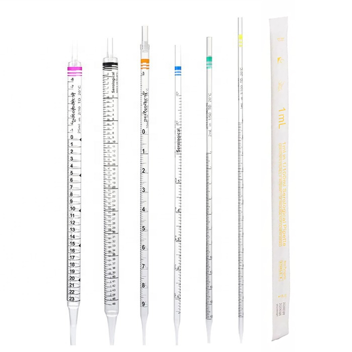 Laboratory Plastic Disposable Sterile Graduated Individually Wrapped 1ml 2ml 5ml 10ml 25ml Serological Pipette