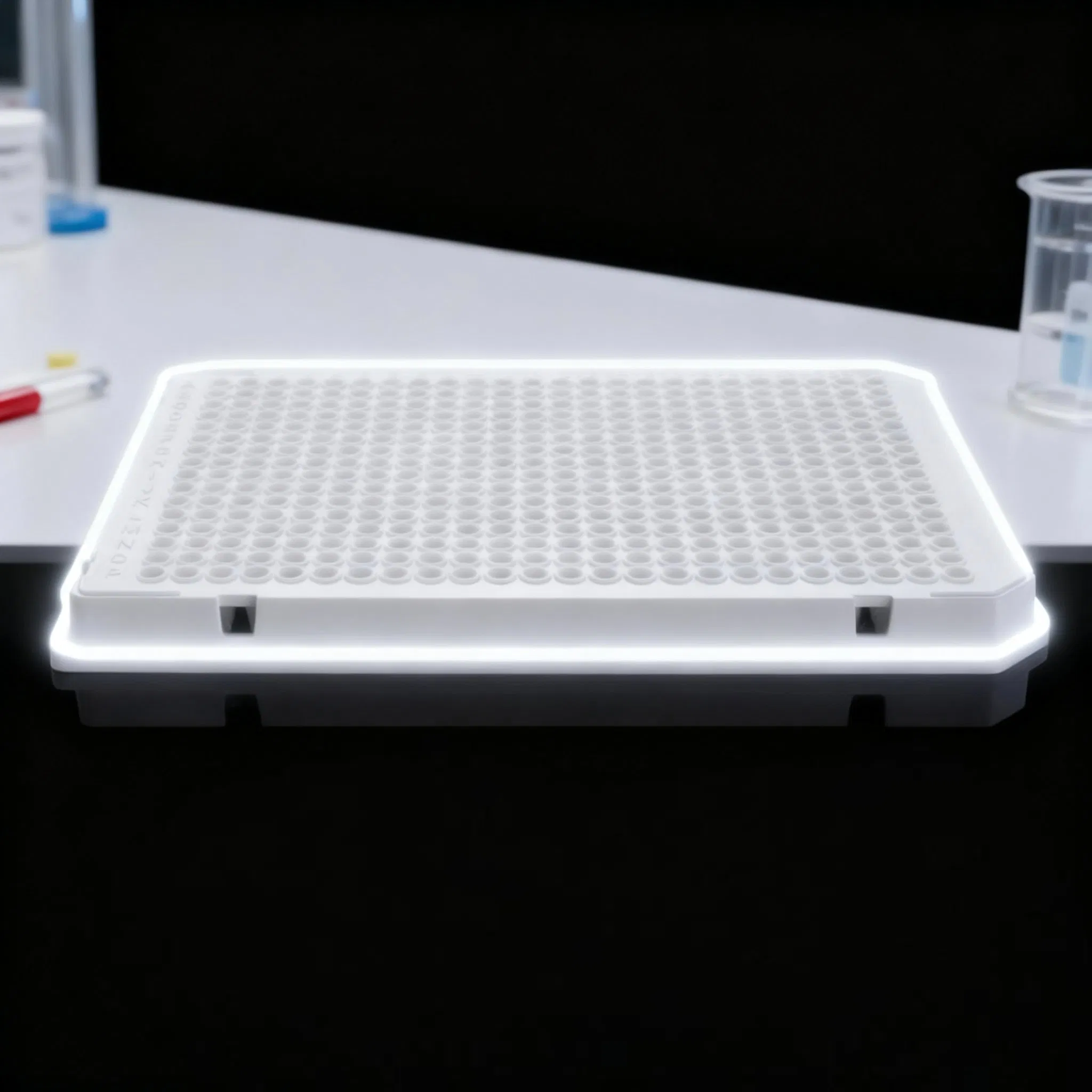 White Lab 384-Well PCR Plate, 40μL Full Skirt, Plastic Tube Frame Black