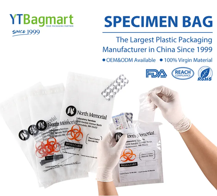 Lab Biohazard Zipper Specimen Bag