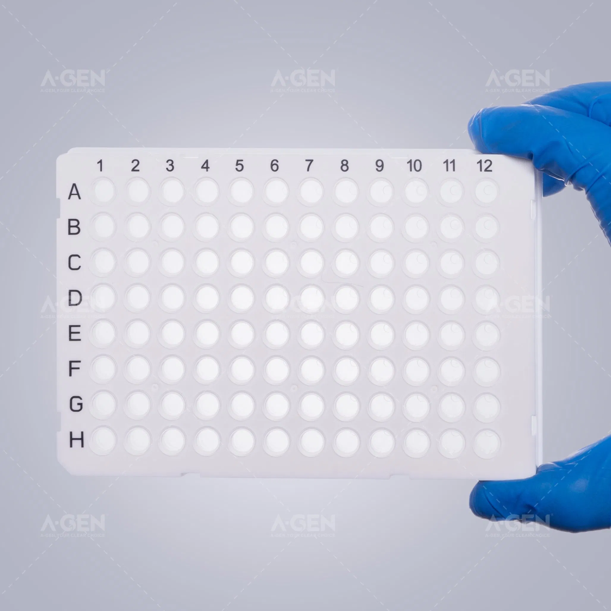 Fully Skirt Lab Plastic 100UL PCR Plate 0.1ml 96 Well Plate with White Frame and Transparent Tube PCR-96br-Lf-Cw-P