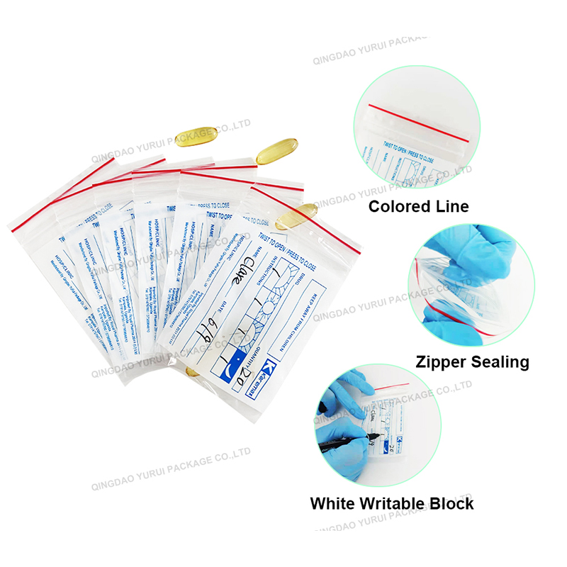 Yurui BPA Free Disposable Safety Sealing Laboratory Hospital Specimen Pill Packaging Custom 3 / 4 Layers 95kpa Biohazard Specimen Bag Trash Bag Pill Bag