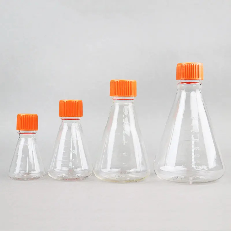 1000ml PETG Laboratory Flat Bottom Medical Conical Laboratory Erlenmeyer Flask for Cell Culture