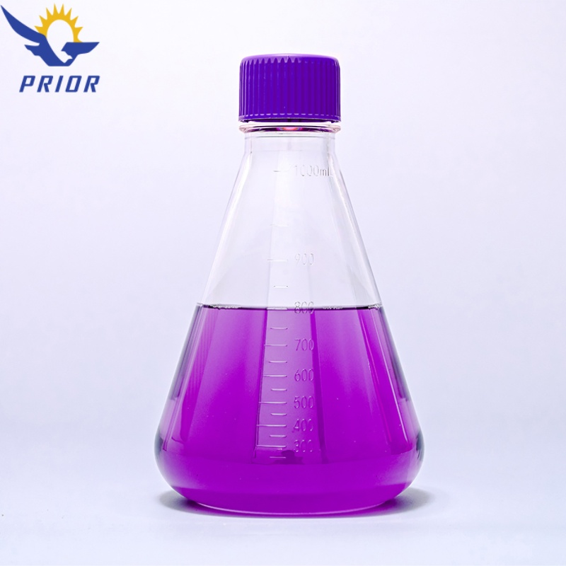 1000ml PETG Laboratory Flat Bottom Medical Erlenmeyer Flask for Cell Culture