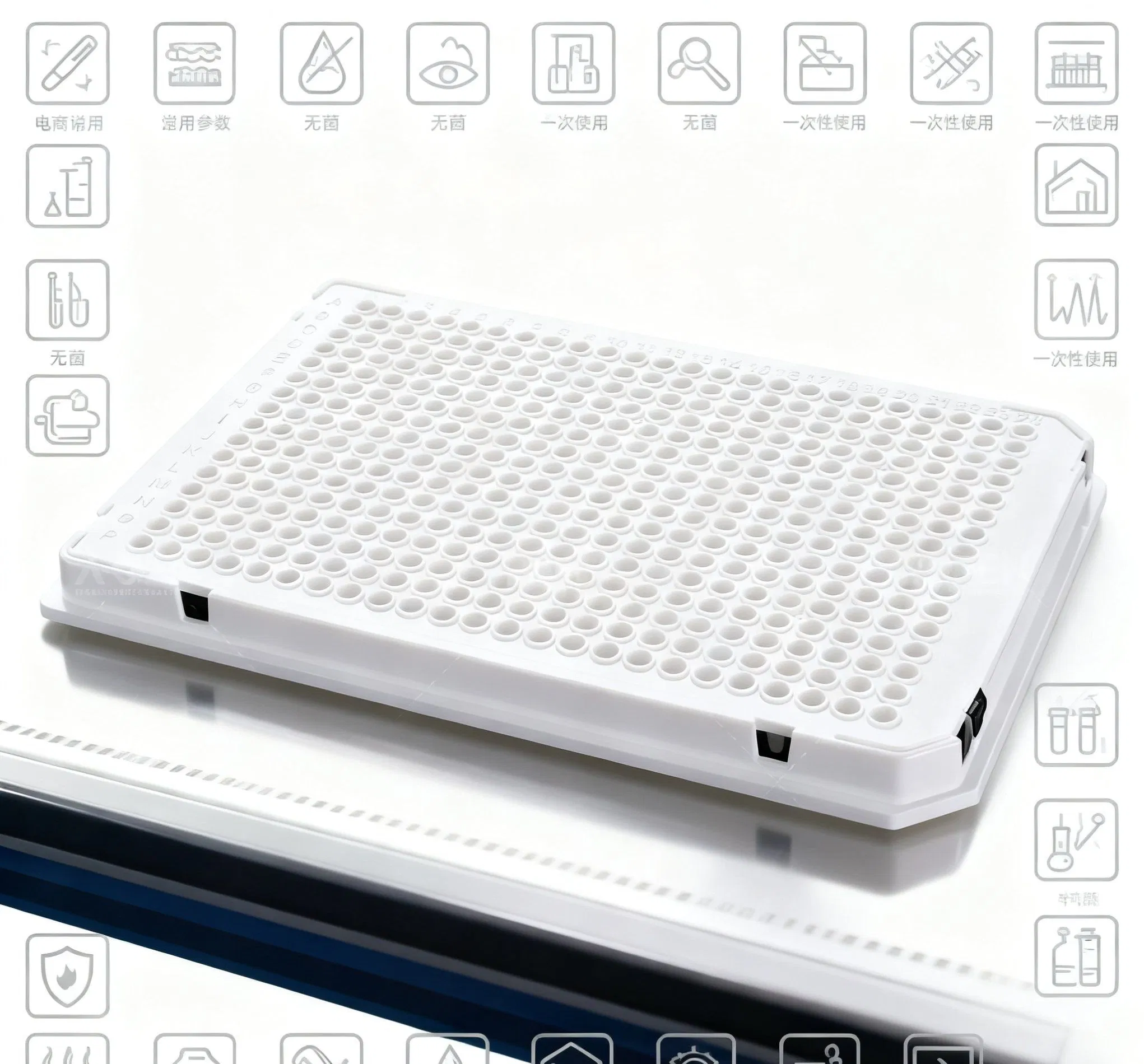 White Lab 384-Well PCR Plate, 40μL Full Skirt, Plastic Tube Frame Black