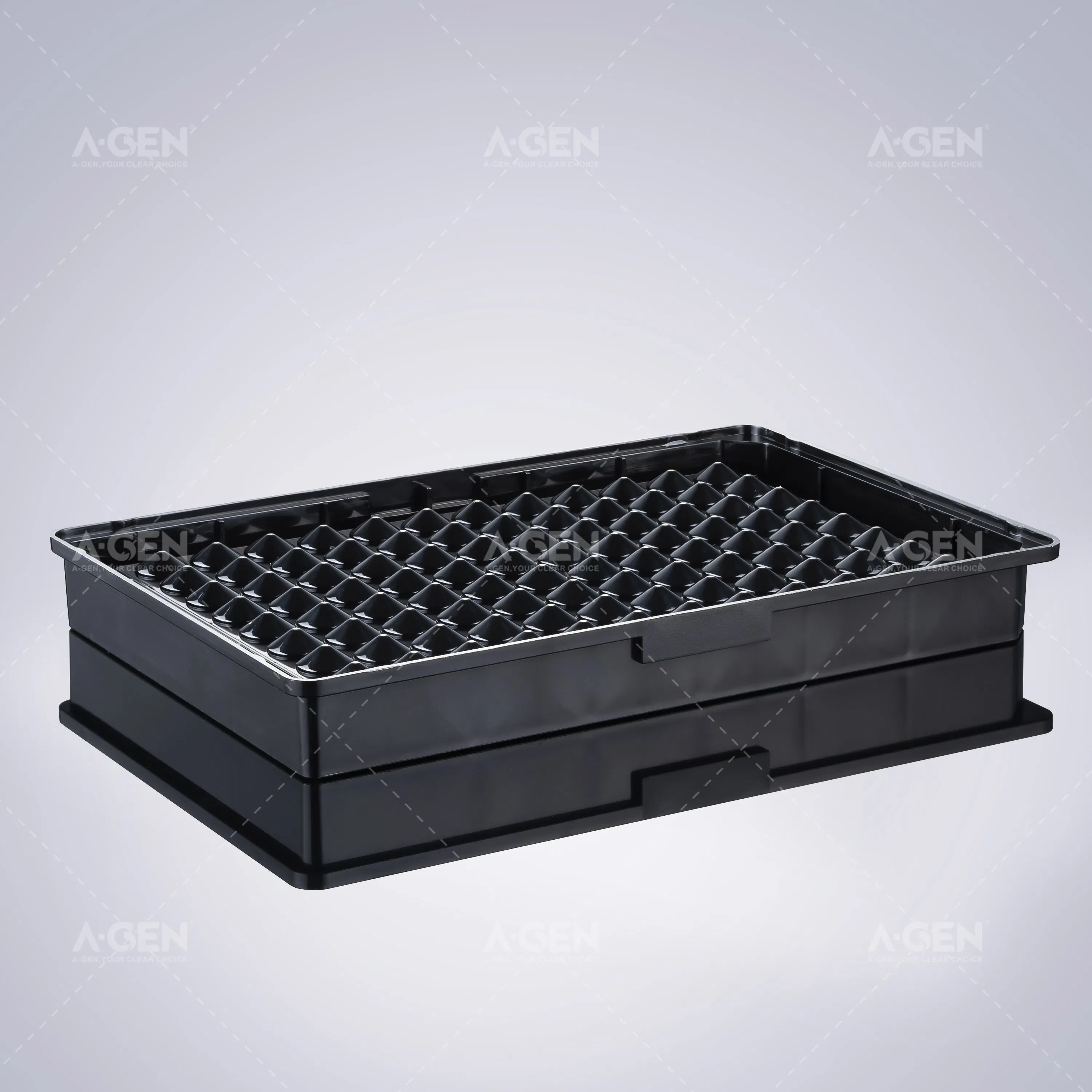 96 Round Well Black 0.36ml Deep Well Plate (MicroPlate, V-bottom) for Lab Use