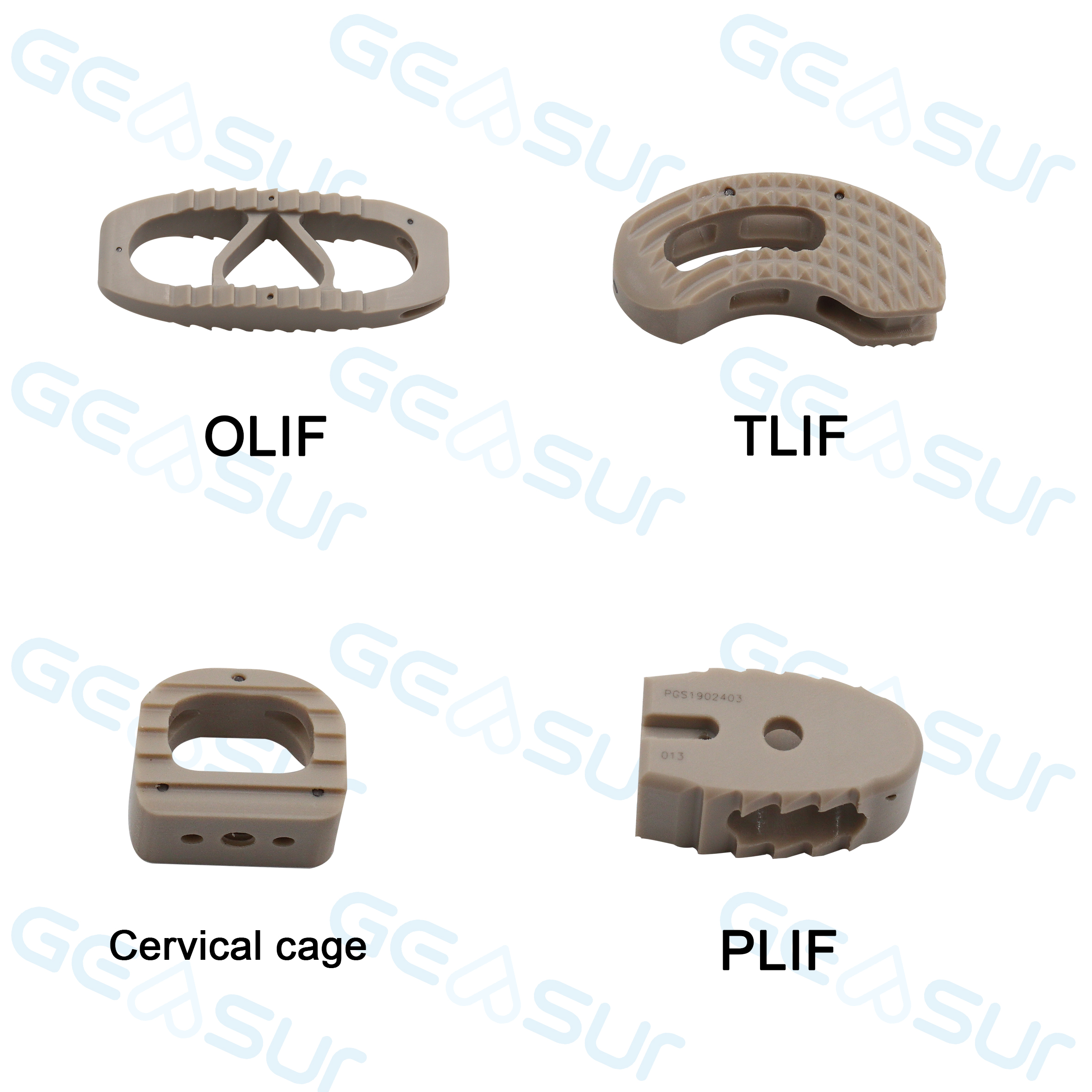 Geasure Orthopaedic Implants Surgical PLIF Peek Cage for Lumbar Interbody Hospital Application
