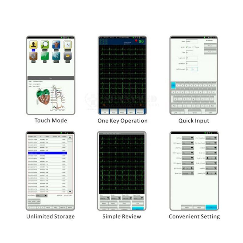 Sy-H006 Touch Screen Six Channels ECG Analysis Electrocardiograph ECG Device for Human