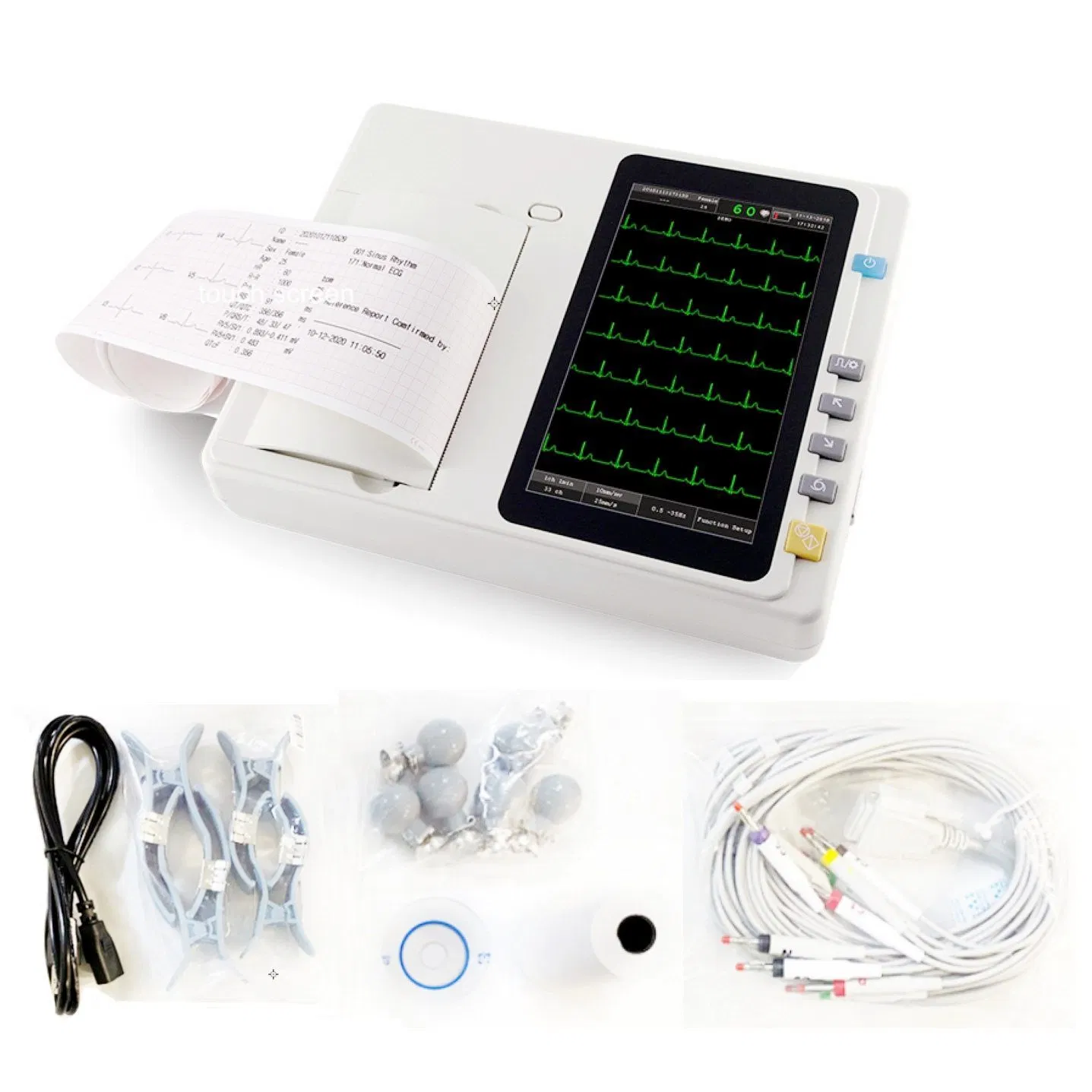Portable 3 Channel ECG Machine 12 Lead Electrocardiograph Device ECG EKG Medical Equipment