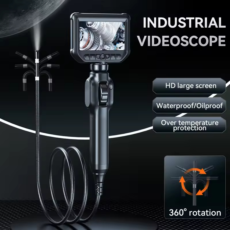 3m Long Cable 8mm Dual Lens Camera 2-Way Articulations 360 Degree Video Flexible Industrial Inspection Videoscope Endoscope