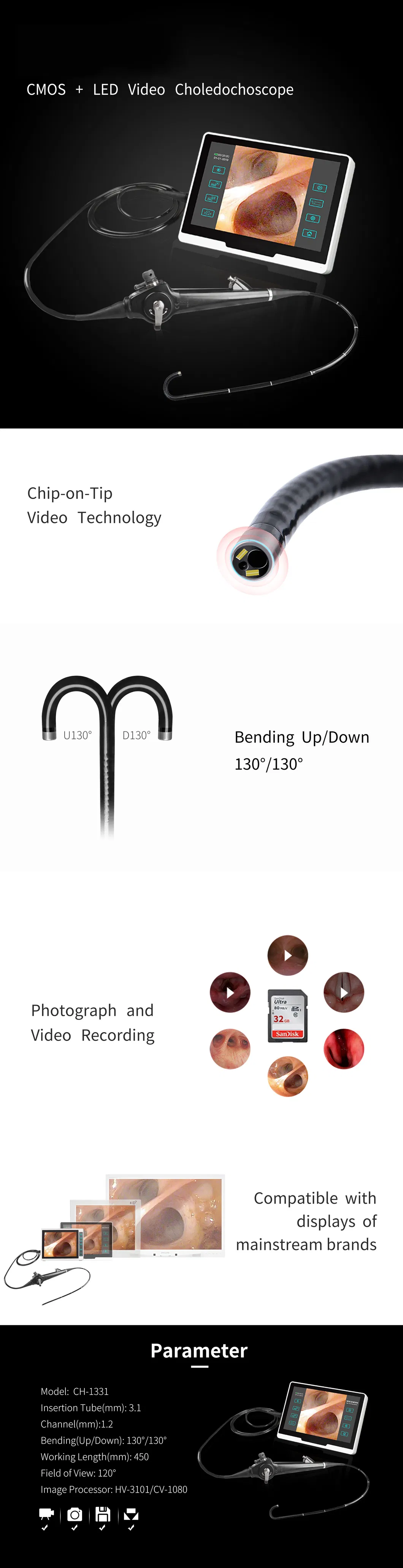 HD Flexible Video Choledochoscope