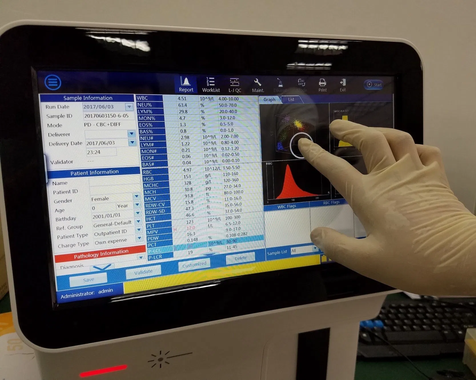 5 Part Differential Full Automatic Hematology Analyzer