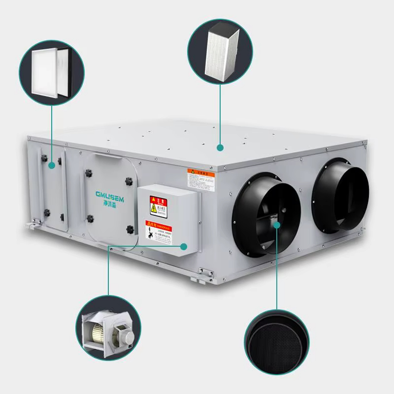 Home Radiator Ceiling Fan Ventilator with Impeller Hrv Air Recuperator Erv Fresh Air System