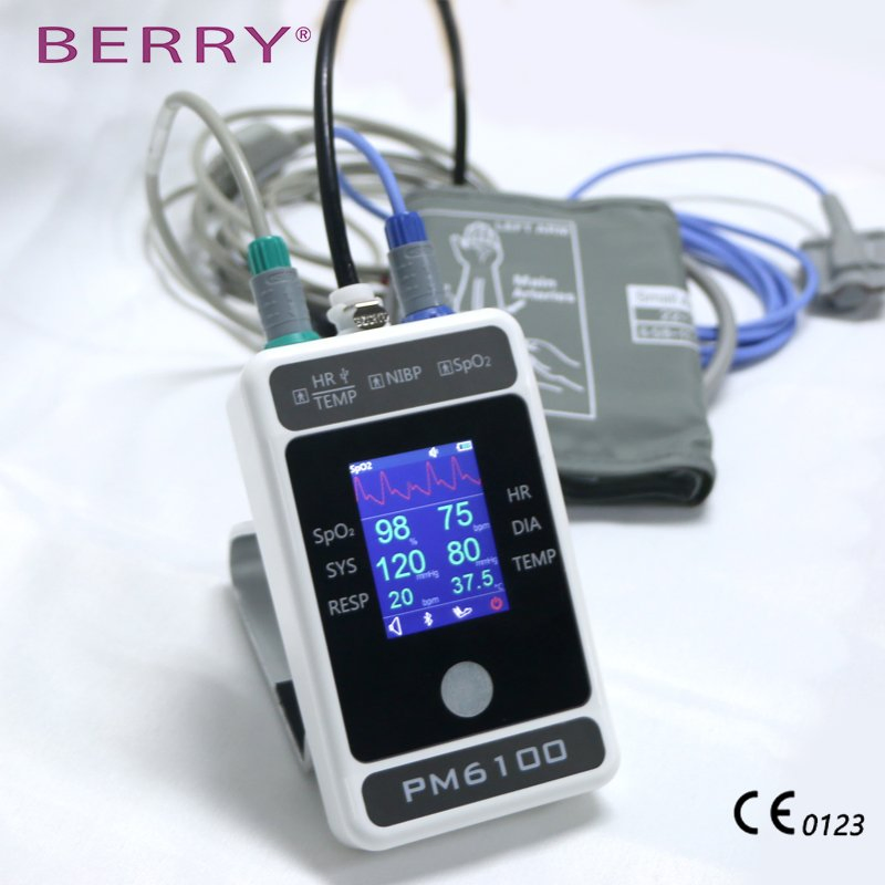 ECG (Electrocardiograph) , Hr (heart rate) , NIBP (noninvasive blood pressure) , SpO2, Pr (pulse rate) , Temp (body temperature)