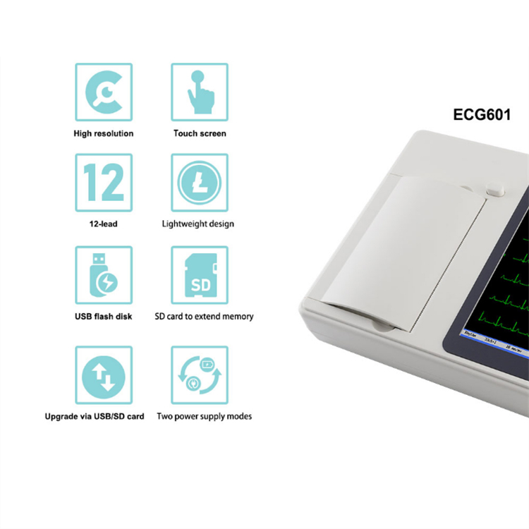 Portable 3 Channel ECG Machine 12 Lead Electrocardiograph Device ECG EKG Medical Equipment