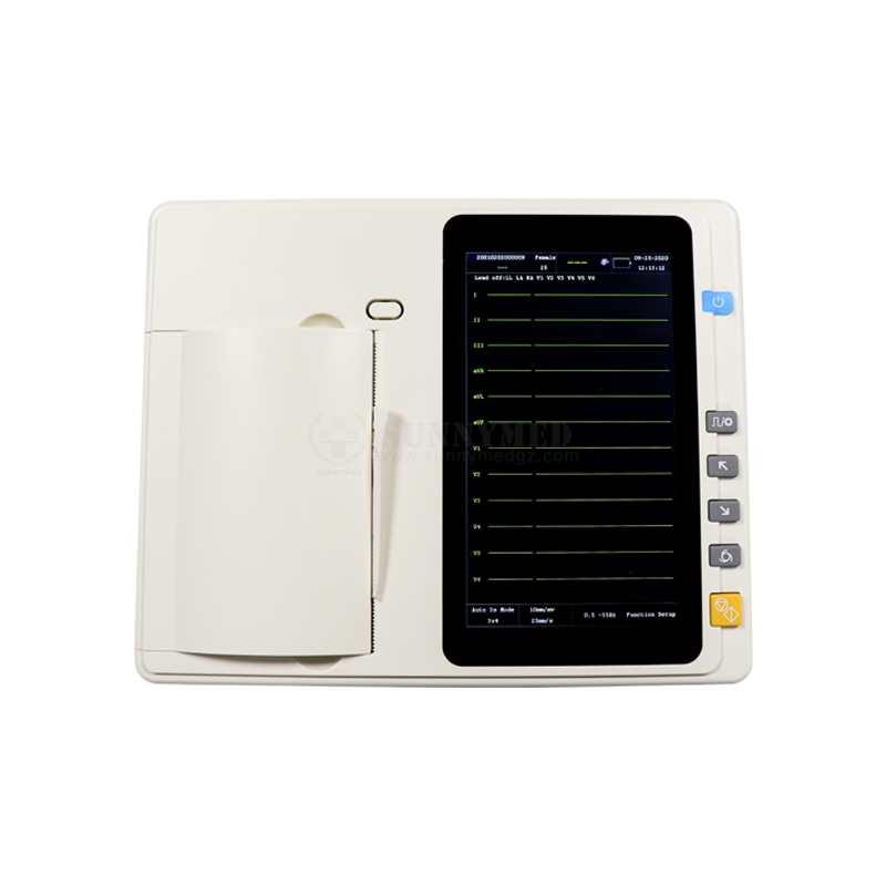 Sy-H004 Hospital High Resolution 7 Inch Color Display Auto Analysis Electrocardiograph 3/6/12-Channel 12 Leads ECG
