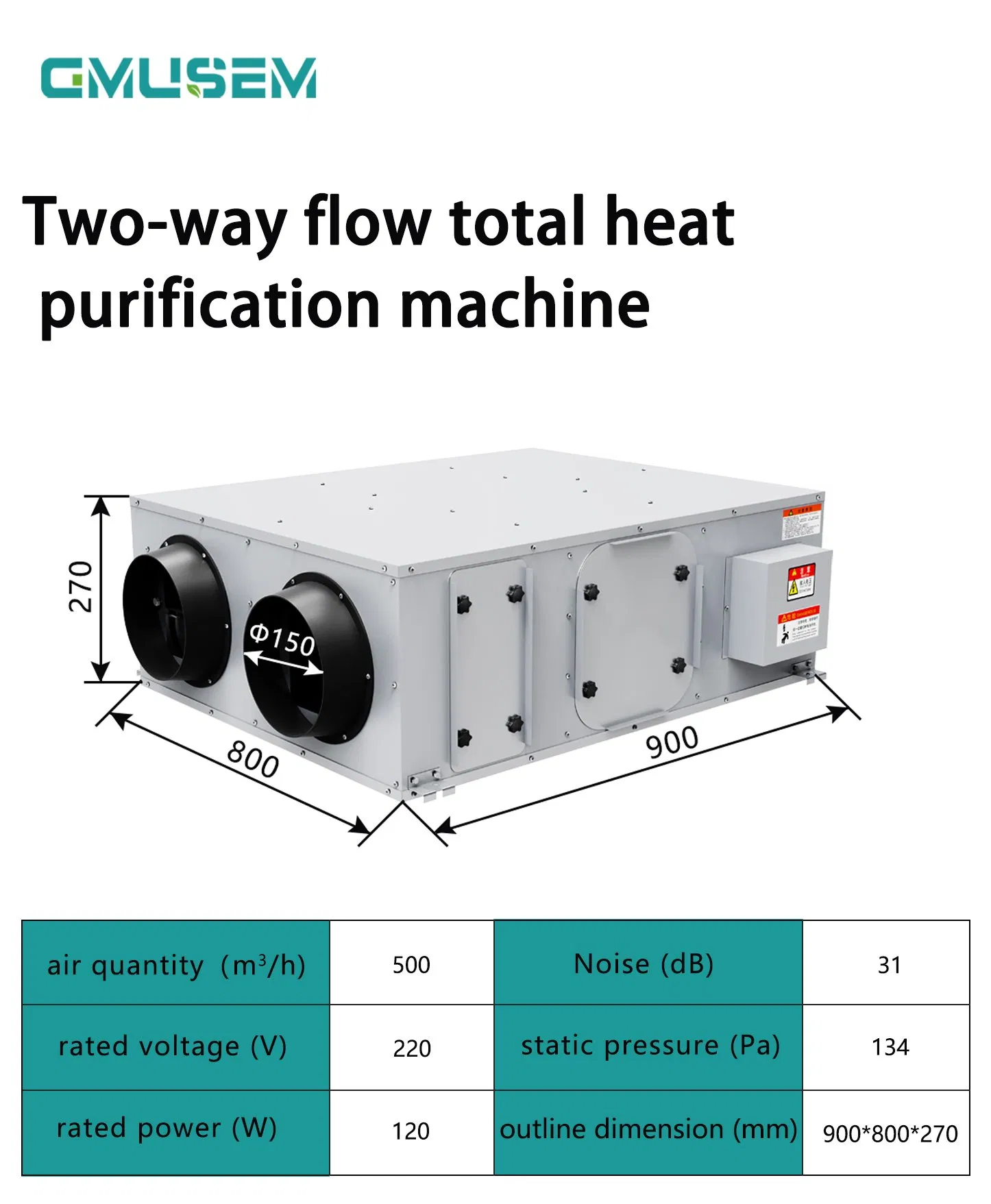 Home Radiator Ceiling Fan Ventilator with Impeller Hrv Air Recuperator Erv Fresh Air System