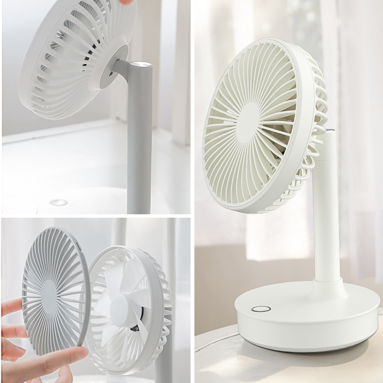 Rechargeable Household Portable Table Fan Multi-Function Automatically Oscillating Desktop Ventilator with Three Wind Control