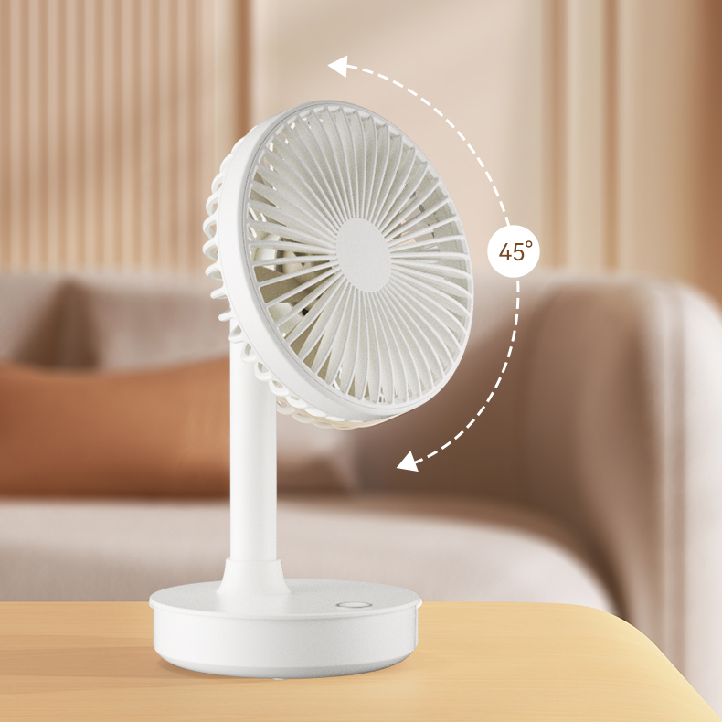 Rechargeable Household Portable Table Fan Multi-Function Automatically Oscillating Desktop Ventilator with Three Wind Control