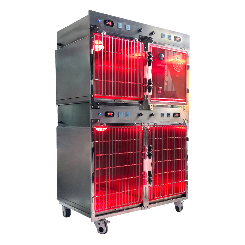 Hospital Medical Equipment ICU Intensive Care Unit Stainless Steel Veterinary Cages Vet Oxygen Cage for Dog Cat Vet Clinic
