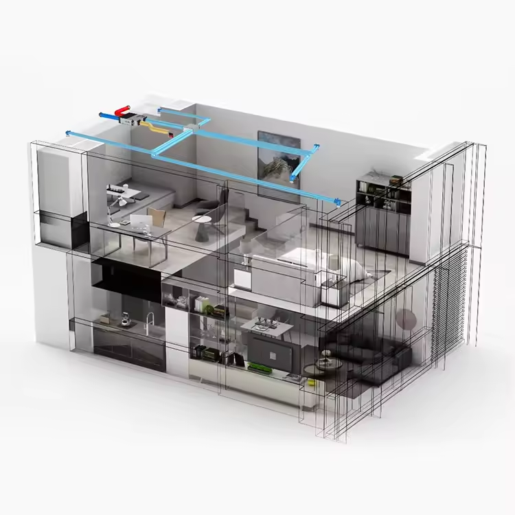 TUYA APP Supported Energy Recovery Ventilation System 350m3 /h Air Volume Classical Residential Ventilator