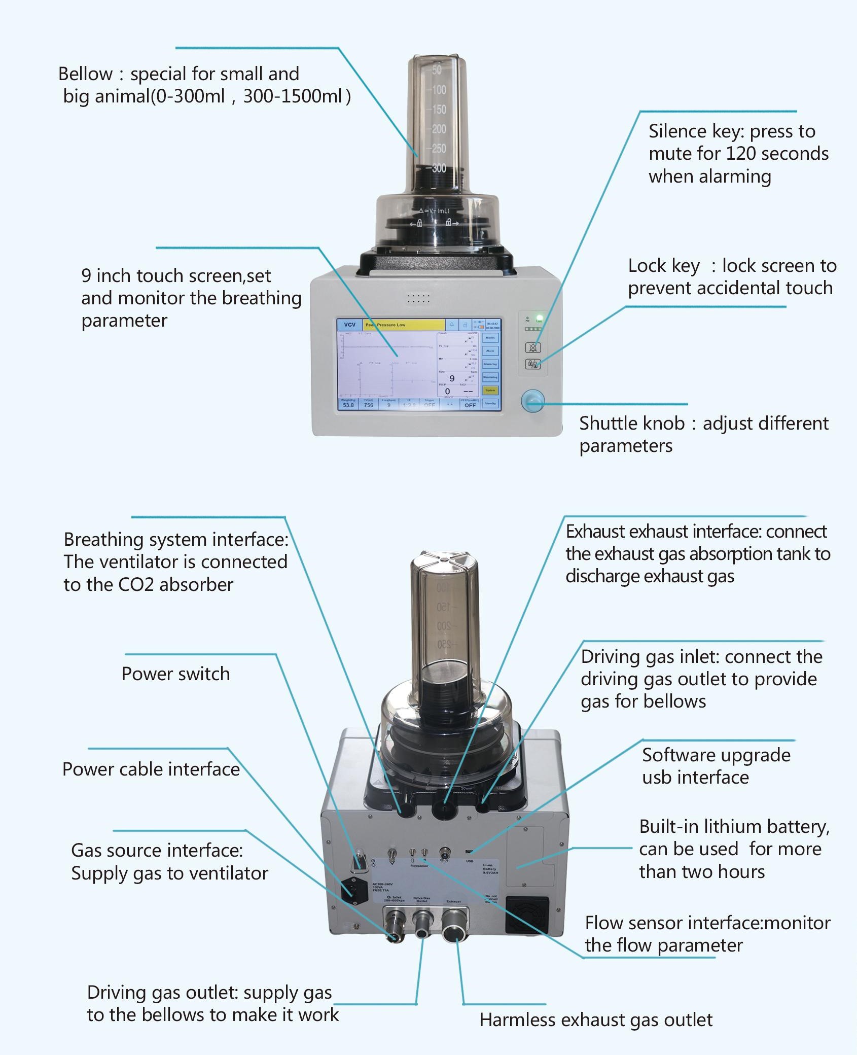 Veterinary Pet Clinic Anesthesia System Portable Vet Anesthesia Ventilators Machine for Animal Care
