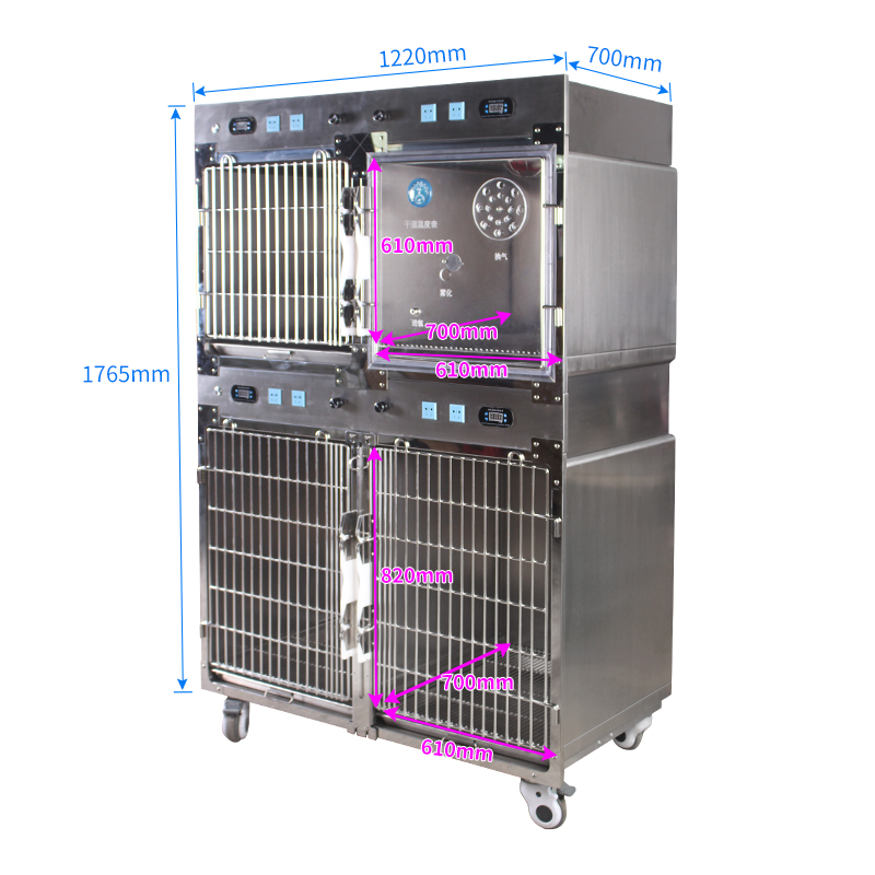 Hospital Medical Equipment ICU Intensive Care Unit Stainless Steel Veterinary Cages Vet Oxygen Cage for Dog Cat Vet Clinic