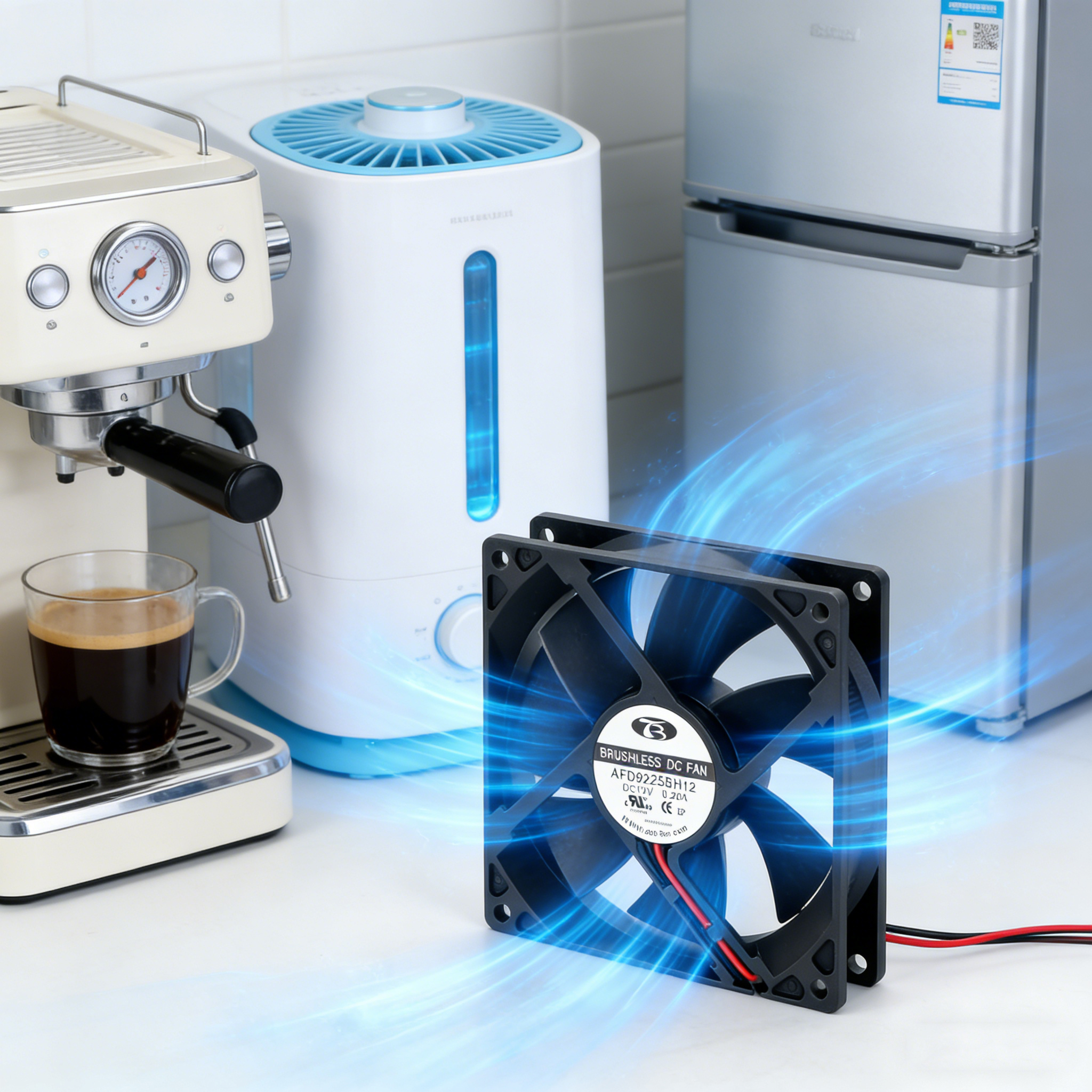 9225 DC Axial Fan For Oxygen Concentrator And Commercial Refrigeration Units Continuous 24/7 Operation With Motor Protection
