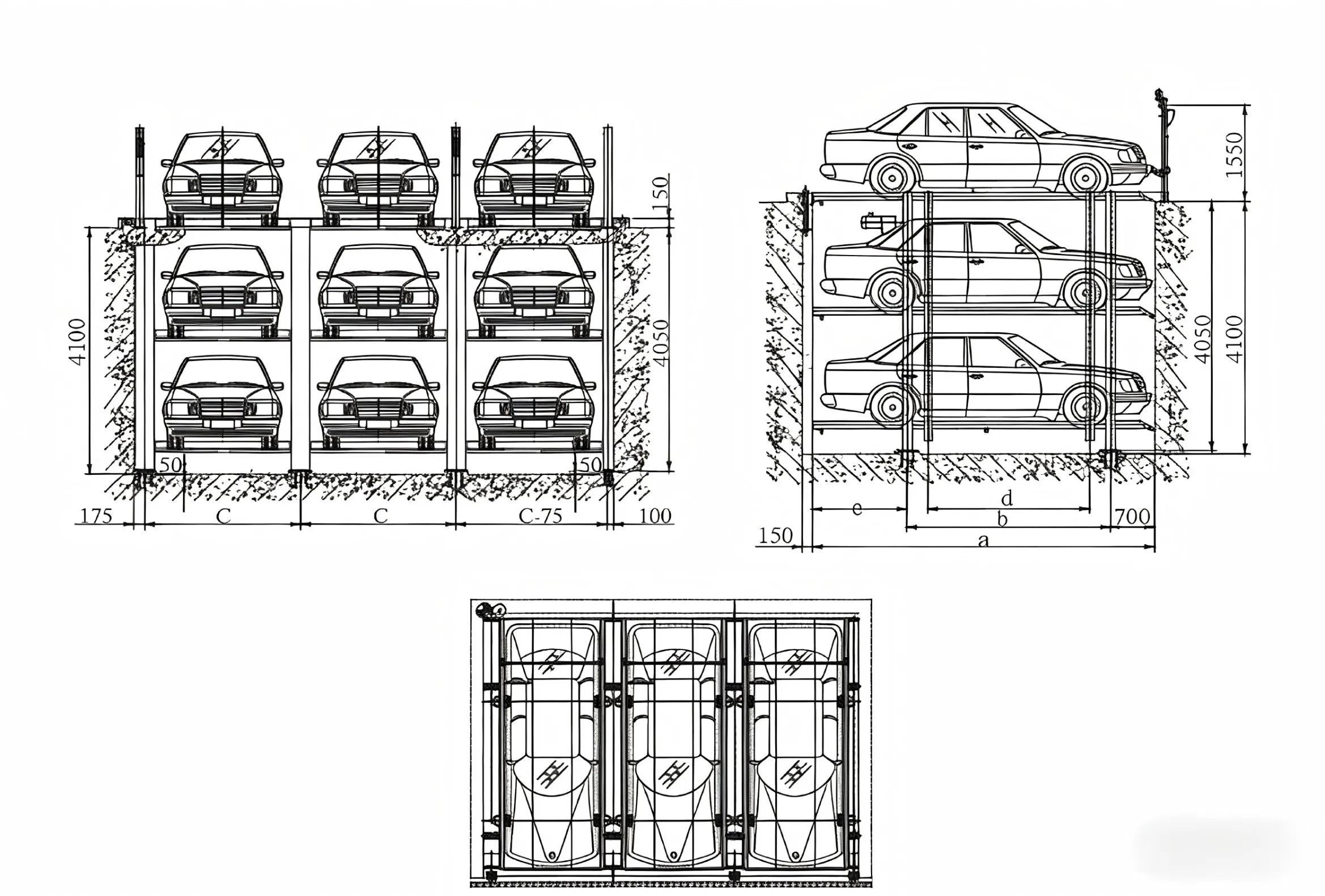 Mechanical Vertical Parking System Semi Car Park Smart Parking Platform Multilevel Puzzle Parking System