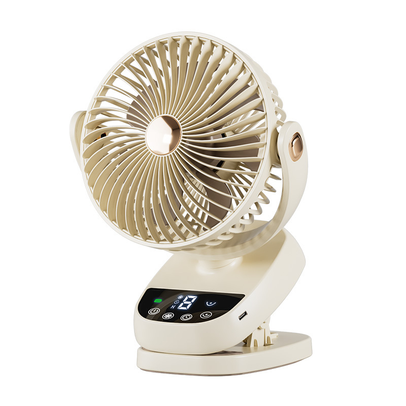 Rechargeable 4 Speed Electric USB Ventilator Portable Desktop Clip Fan 3600mAh Cordless Air Circulator Angle Adjustable for