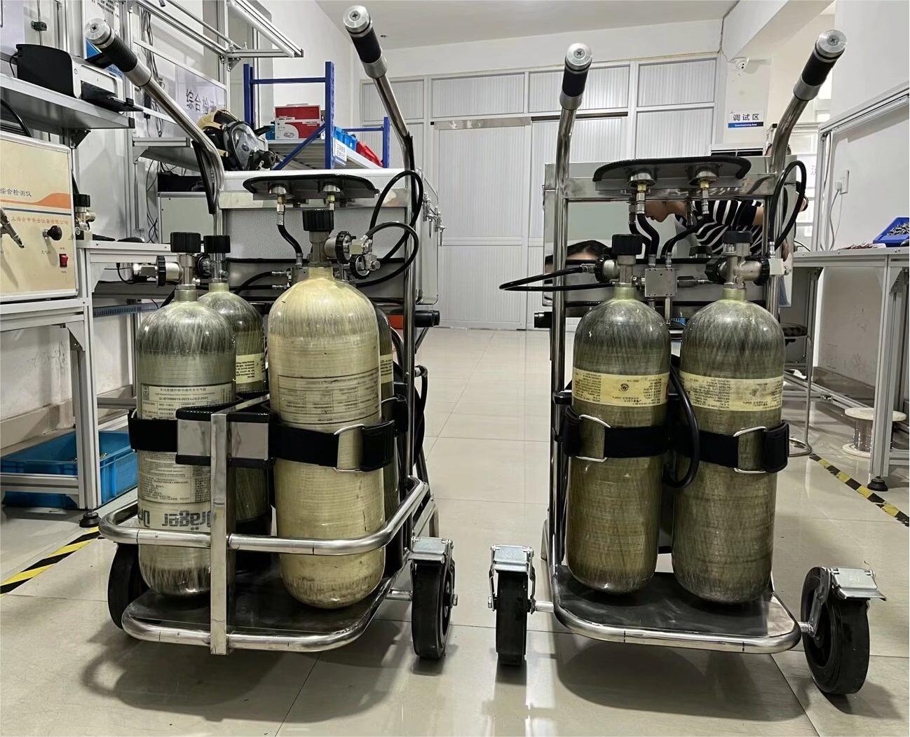Positive Pressure Air Breathing Apparatus With 2/4 Cylinders, Long Tube Trolley Apparatus