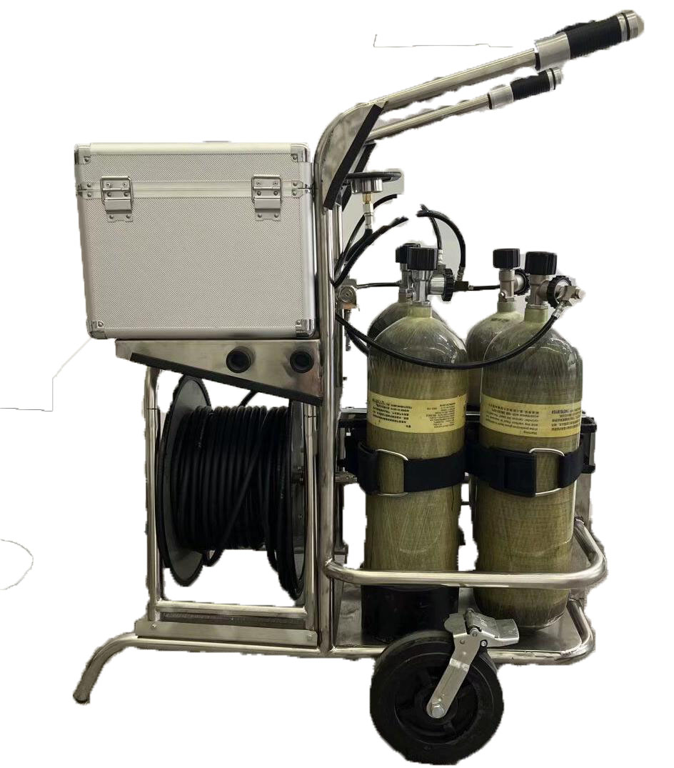 Positive Pressure Air Breathing Apparatus With 2/4 Cylinders, Long Tube Trolley Apparatus