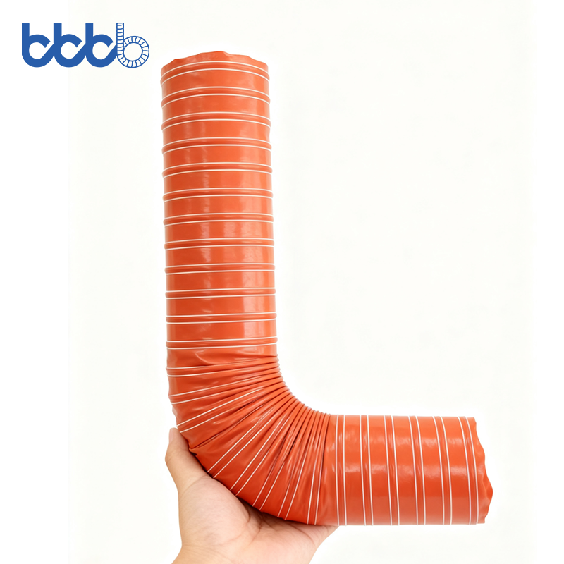 Industrial High Temperature Silicone Rubber Flexible Flame Retardant Waterproof Anti-aging Air Duct Positive Pressure 7000pa