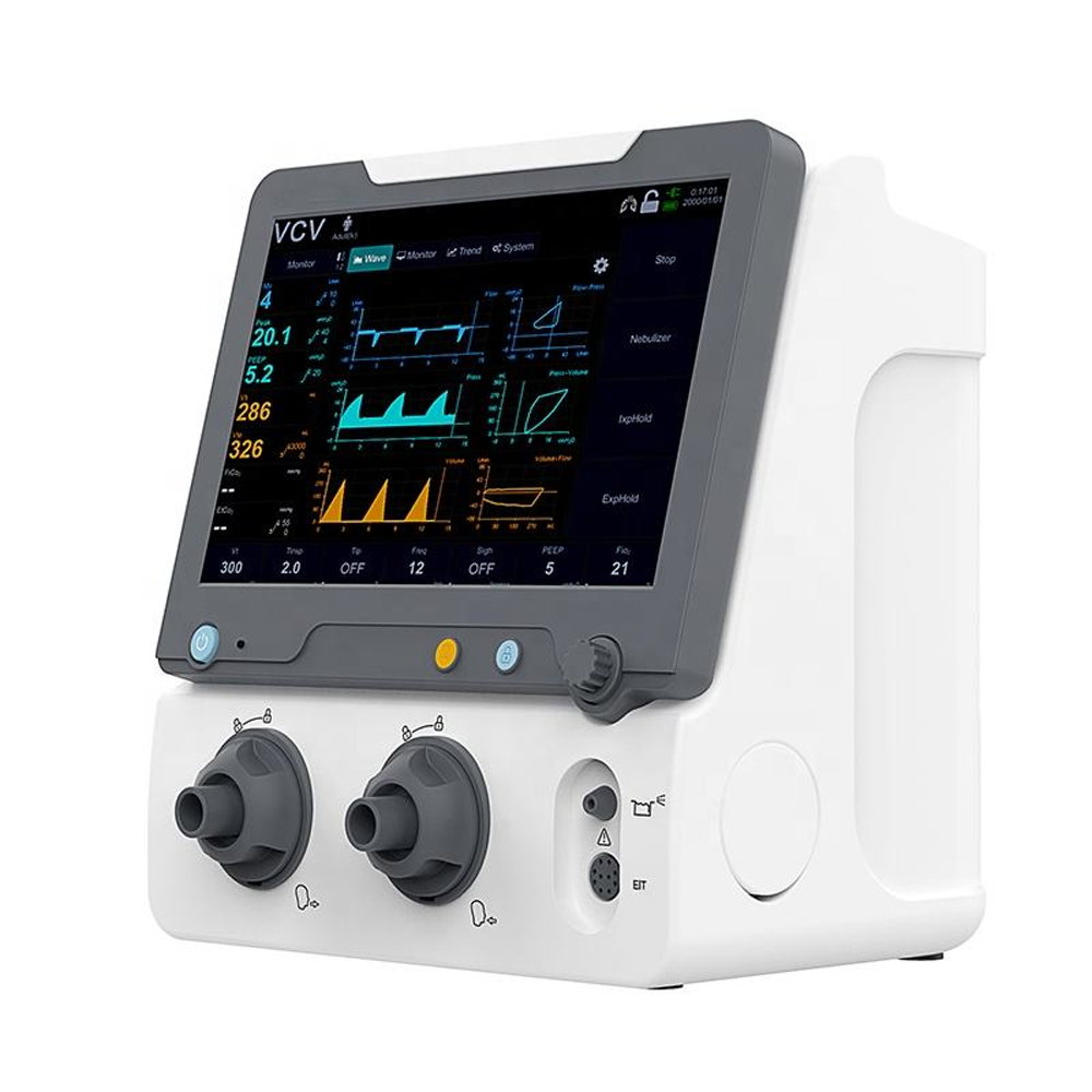Turbine Based Invasive &amp; Non-invasive Neonatal Ventilator Breathing Apparatus with 12.1 Inches Touch Screen Veterinary Use
