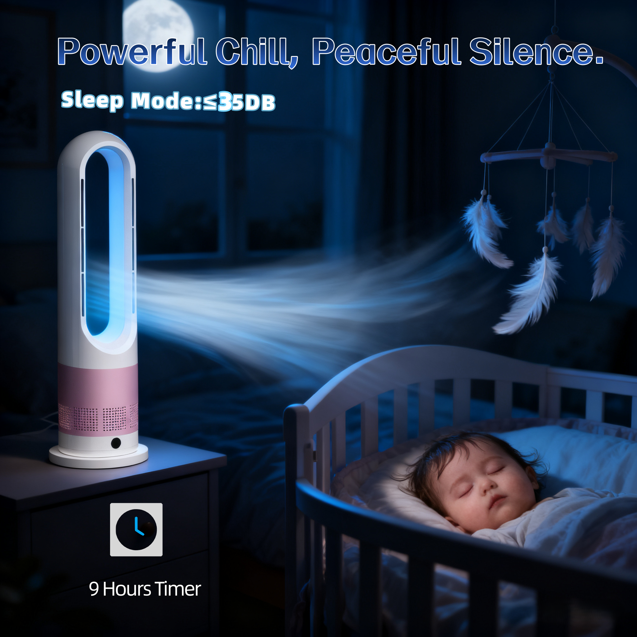 Electric Ventilator 2-in-1 Bladeless Fan Cooling and Heating Fan