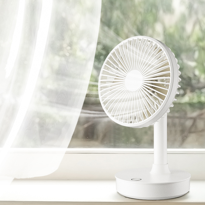 Rechargeable Household Portable Table Fan Multi-Function Automatically Oscillating Desktop Ventilator with Three Wind Control