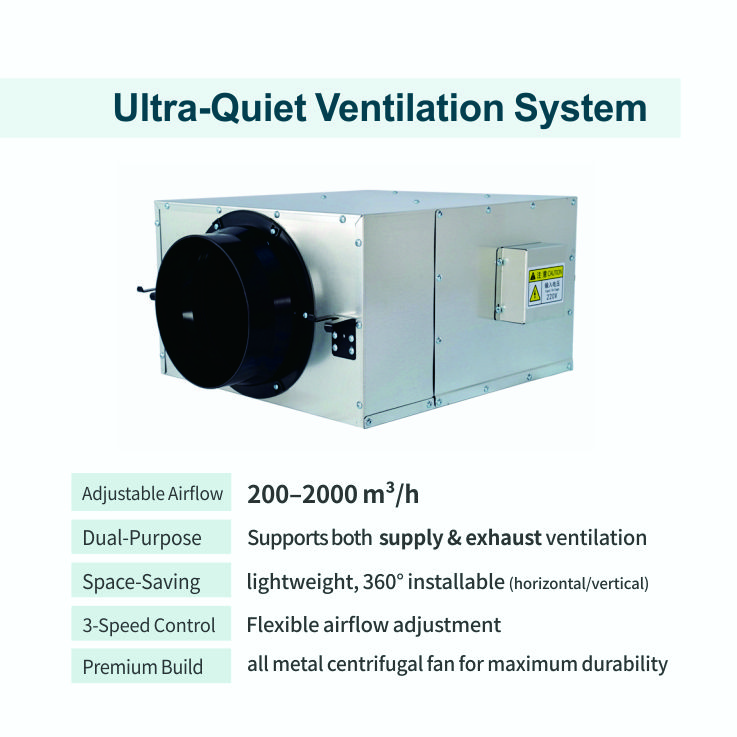 Modern Fresh for Air Ventilation System Flexible Ceiling Ventilator for Bedroom Hotel Hospital and Living Room Use