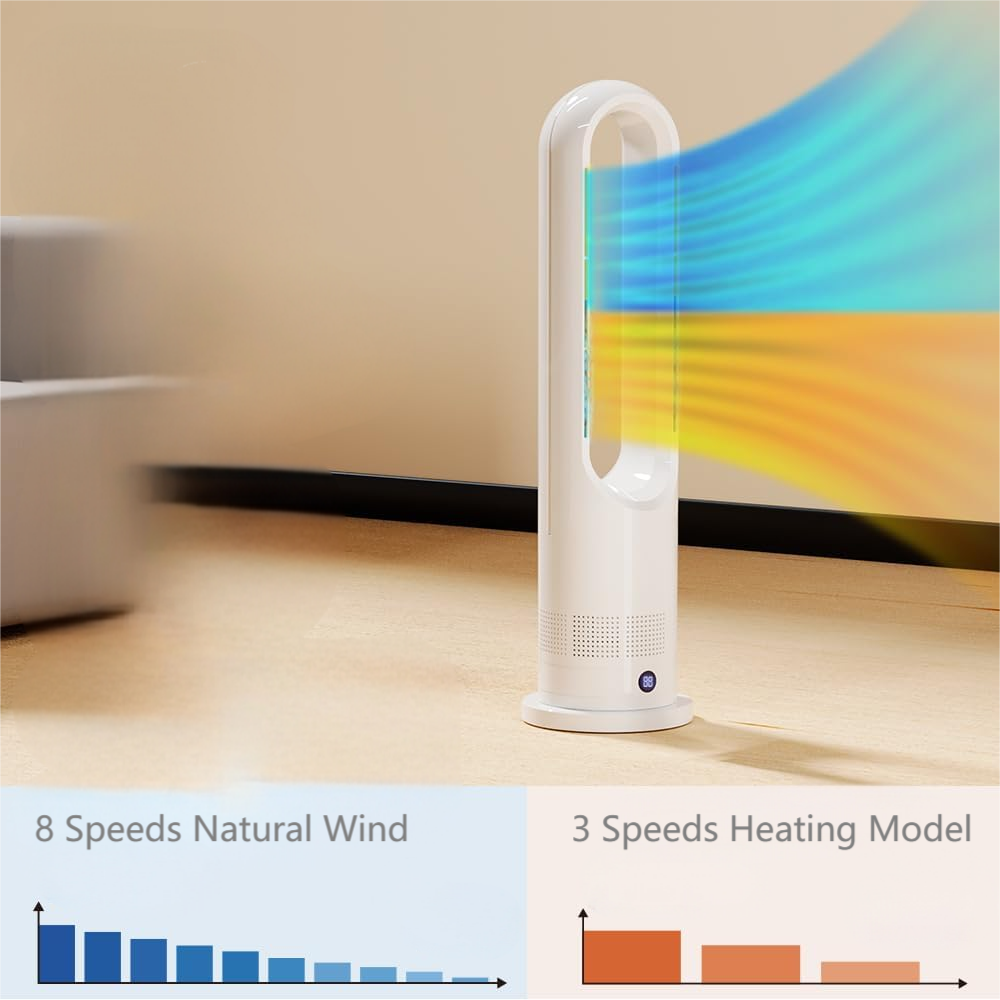 Electric Ventilator 2-in-1 Bladeless Fan Cooling and Heating Fan