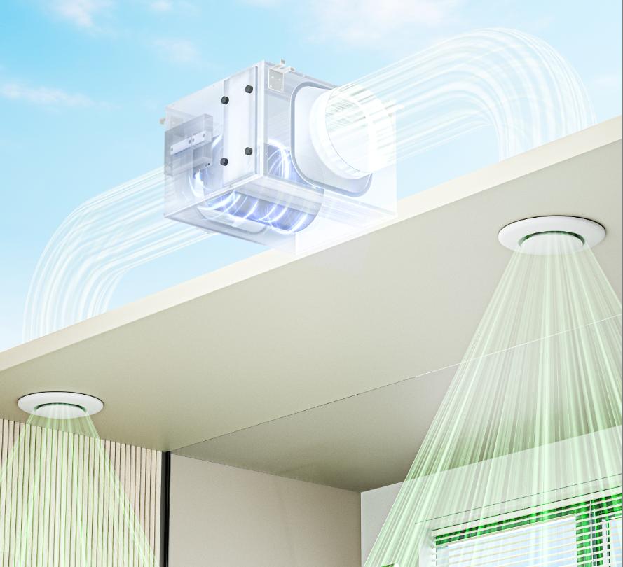 Flexible HVAC Home Ventilation System ERV Activated Carbon Filter Rectangle Blower Ventilator Ceiling Fans Home ERV Air Purifier