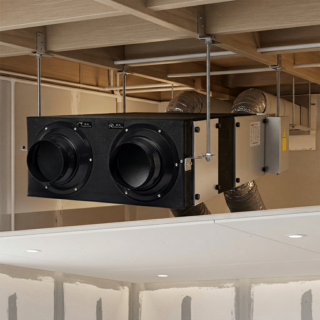 HRV Heat Recovery Ventilator with AC Motor Auto Bypass for Home HVAC Ventilation System Energy Saving