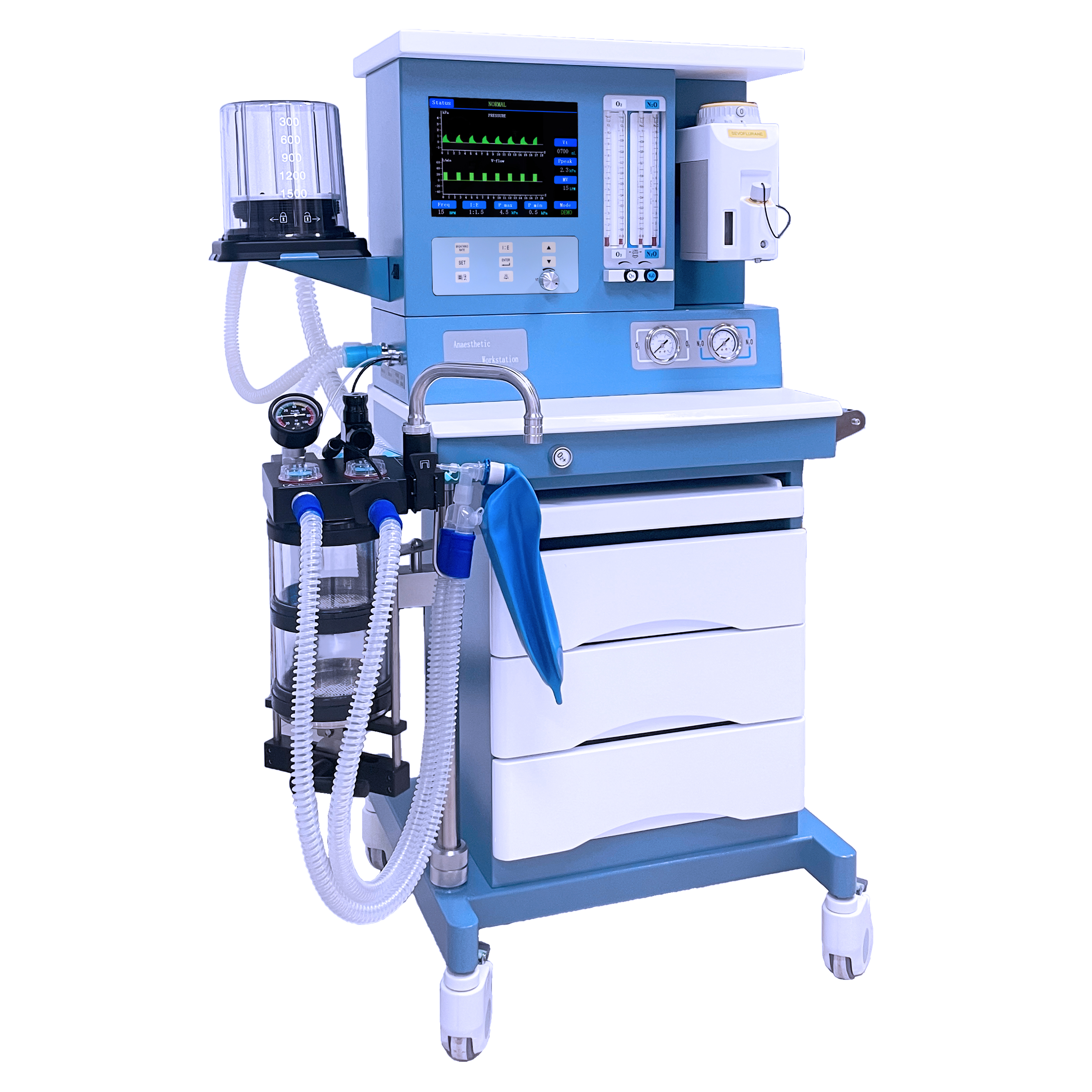 Portable Dog Anesthesia Machine with Built-in Ventilator-Volume/Pressure Control 21%-90% O2 OEM/ODM Supported for Veterinary Use