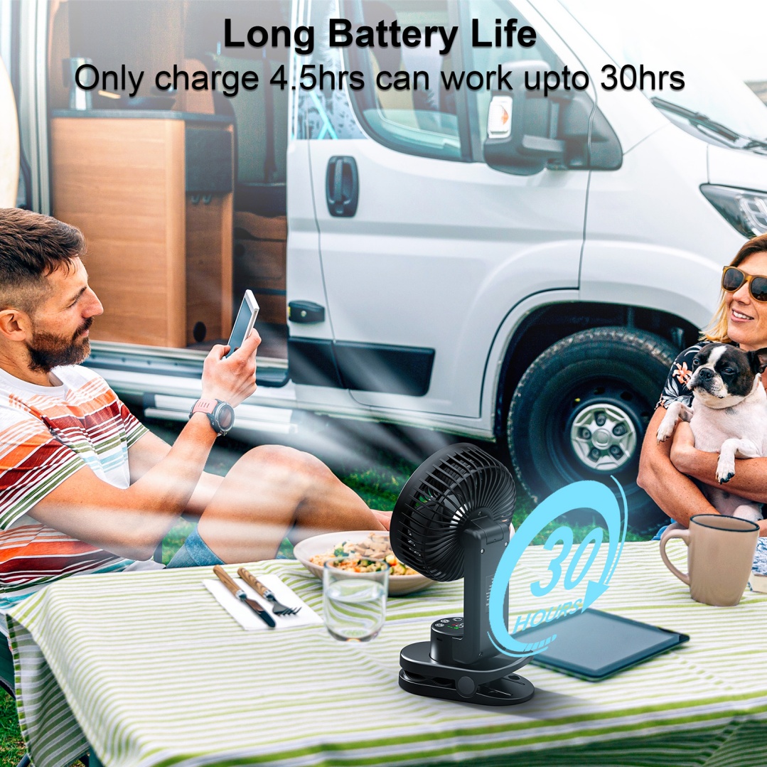 Socool 5000mAh Rechargeable Clip Fan 9 Speed Multifunction Turbo Ventilator Portable Shake Head for Outdoor Camping Household
