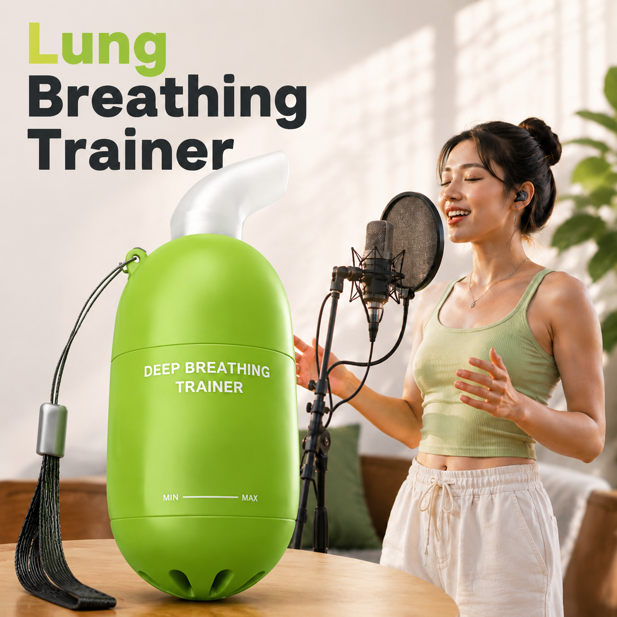 Deep Breathing Trainer for Home Use Uses Venturi Effect Generate Airflow Feedback Creating Positive Pressure Resonance Abdominal