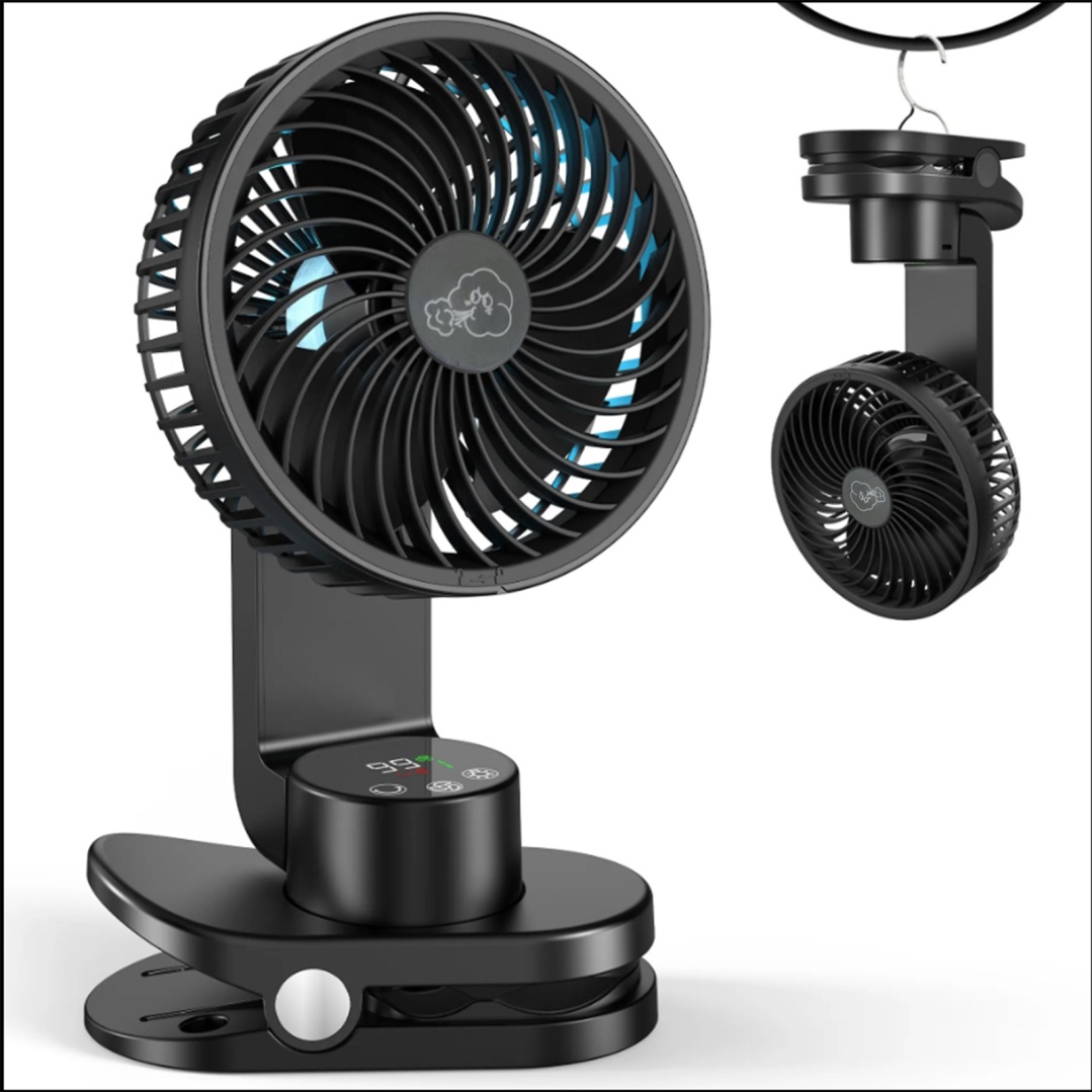 Socool 5000mAh Rechargeable Clip Fan 9 Speed Multifunction Turbo Ventilator Portable Shake Head for Outdoor Camping Household