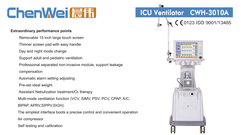 ICU/ Comprehensive Configurations/ Top Class Ventilator Cwh-3010A Critical Care