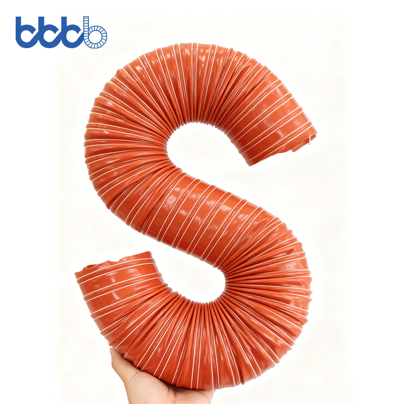 Industrial High Temperature Silicone Rubber Flexible Flame Retardant Waterproof Anti-aging Air Duct Positive Pressure 7000pa