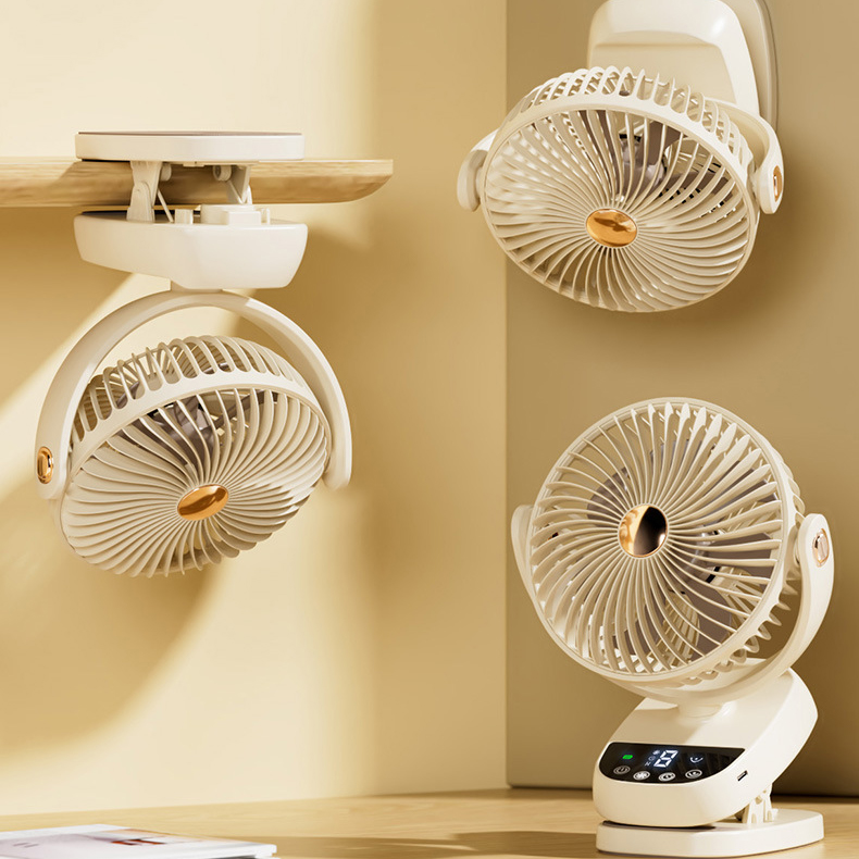 Rechargeable 4 Speed Electric USB Ventilator Portable Desktop Clip Fan 3600mAh Cordless Air Circulator Angle Adjustable for