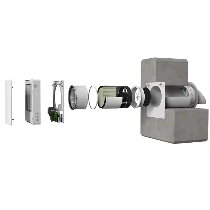 Decentralized HRV Fresh Air Ventilator Single Room Residential System Wifi Controlled Indoor Ventilation