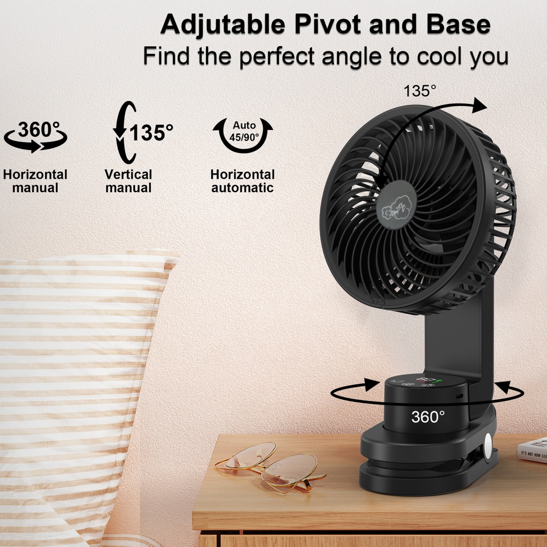 Socool 5000mAh Rechargeable Clip Fan 9 Speed Multifunction Turbo Ventilator Portable Shake Head for Outdoor Camping Household
