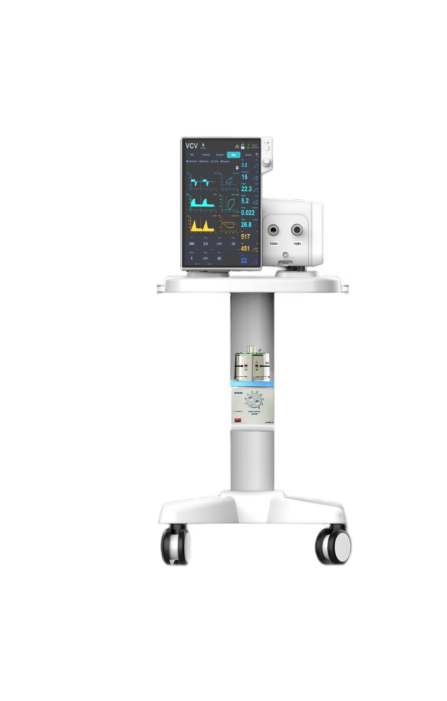 Turbine Based Invasive &amp; Non-invasive Ventilator Breathing Apparatus with 15.6 Inches Touch Screen Veterinary Use