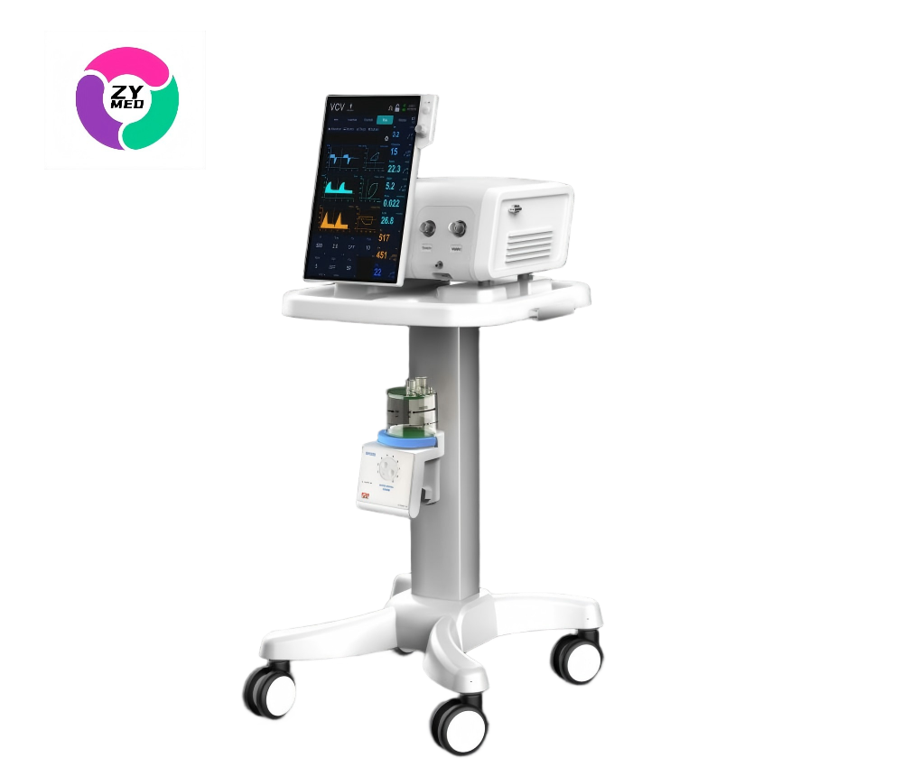 Turbine Based Invasive &amp; Non-invasive Ventilator Breathing Apparatus with 15.6 Inches Touch Screen Veterinary Use